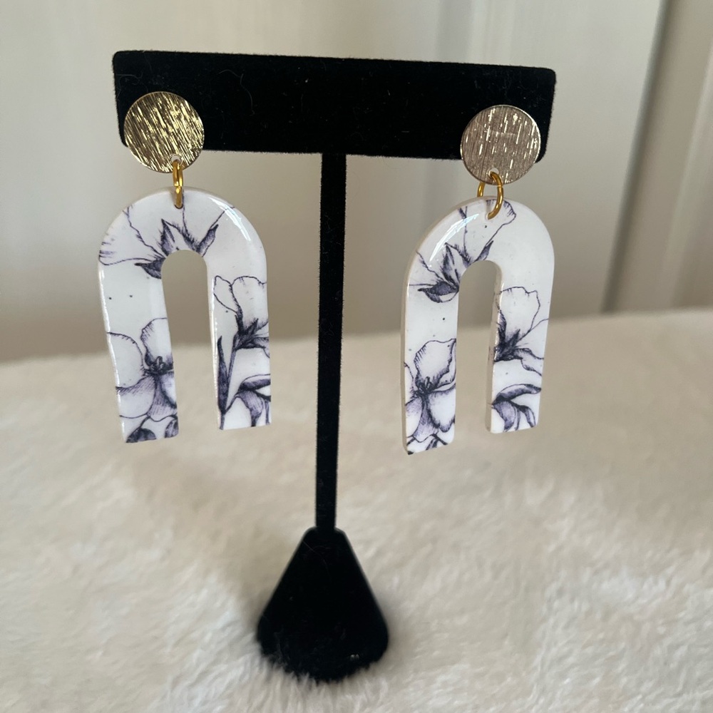 Floral Arch Earrings with Gold Accents